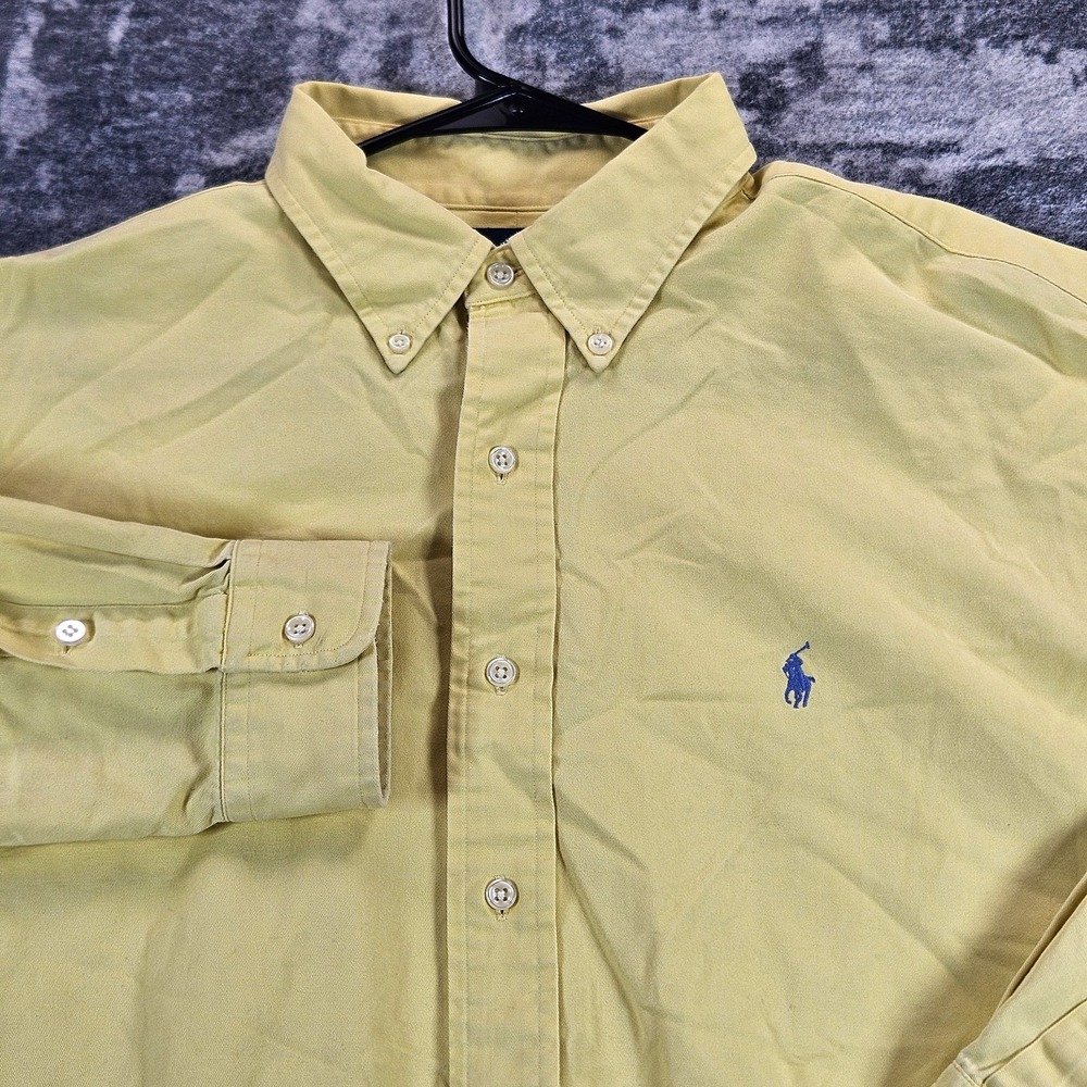 Polo Ralph Lauren Shirt Mens Size XL Yellow Long Sleeve Button Down Pony Blake